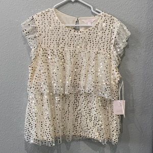 Sequins short sleeve blouse